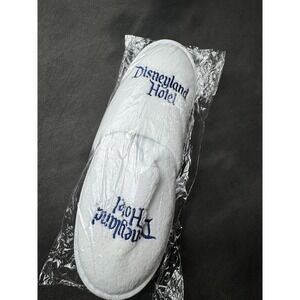 New Disneyland Hotel Slippers White Terry Cloth Spa Travel Slides Disneyana 11"